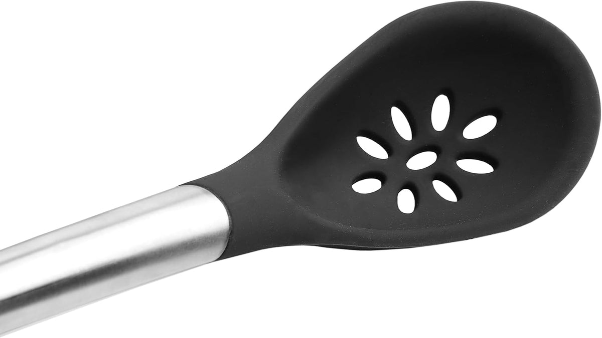 Cuisipro Silicone Slotted Spoon – 12" / 30.5 cm – Black (LFGB Silicone) Cuisipro by Kitchen Niche