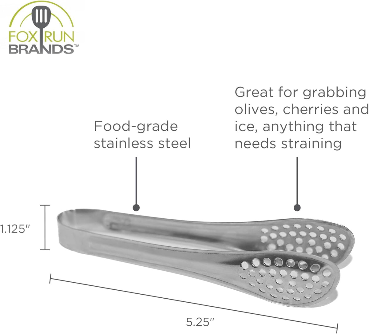 Fox Run Stainless Steel Mini Straining Tongs