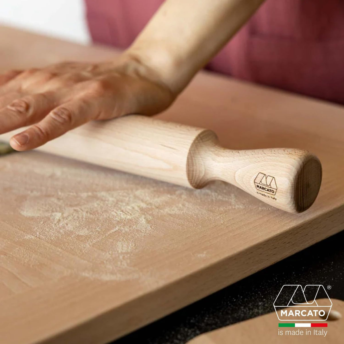 Marcato Premium Classic Wooden Rolling Pin – 70 cm / 27.56"