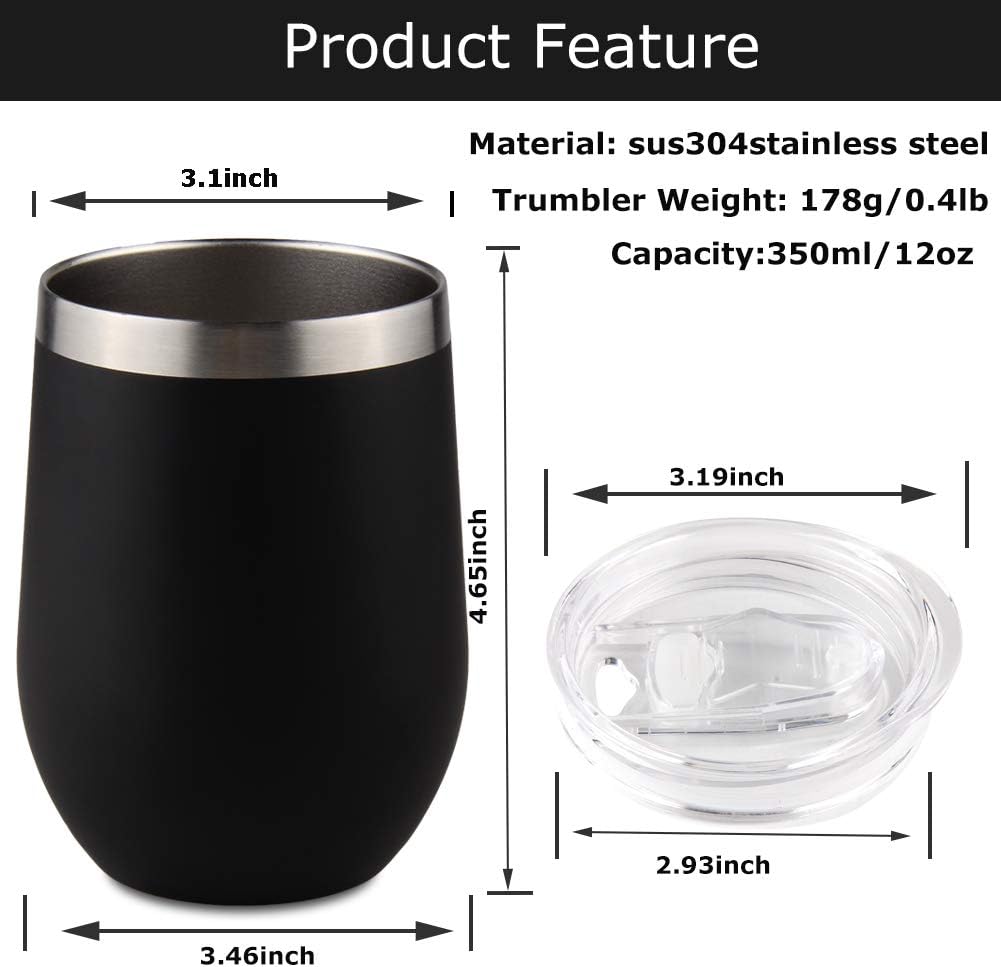 Oggi Double-Wall Wine Tumbler – 350 ml – Black