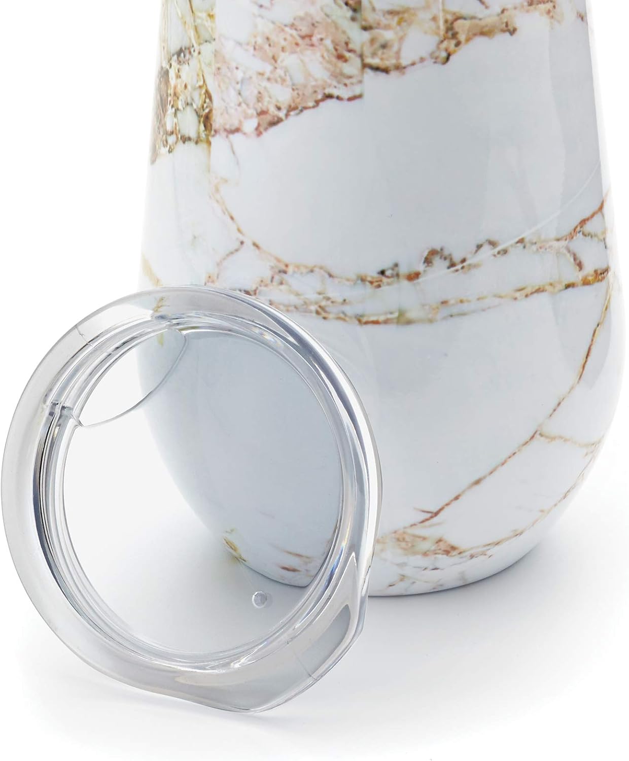 Outset Double Wall Wine Tumblers with Lids – Copper & Marble Set of 2