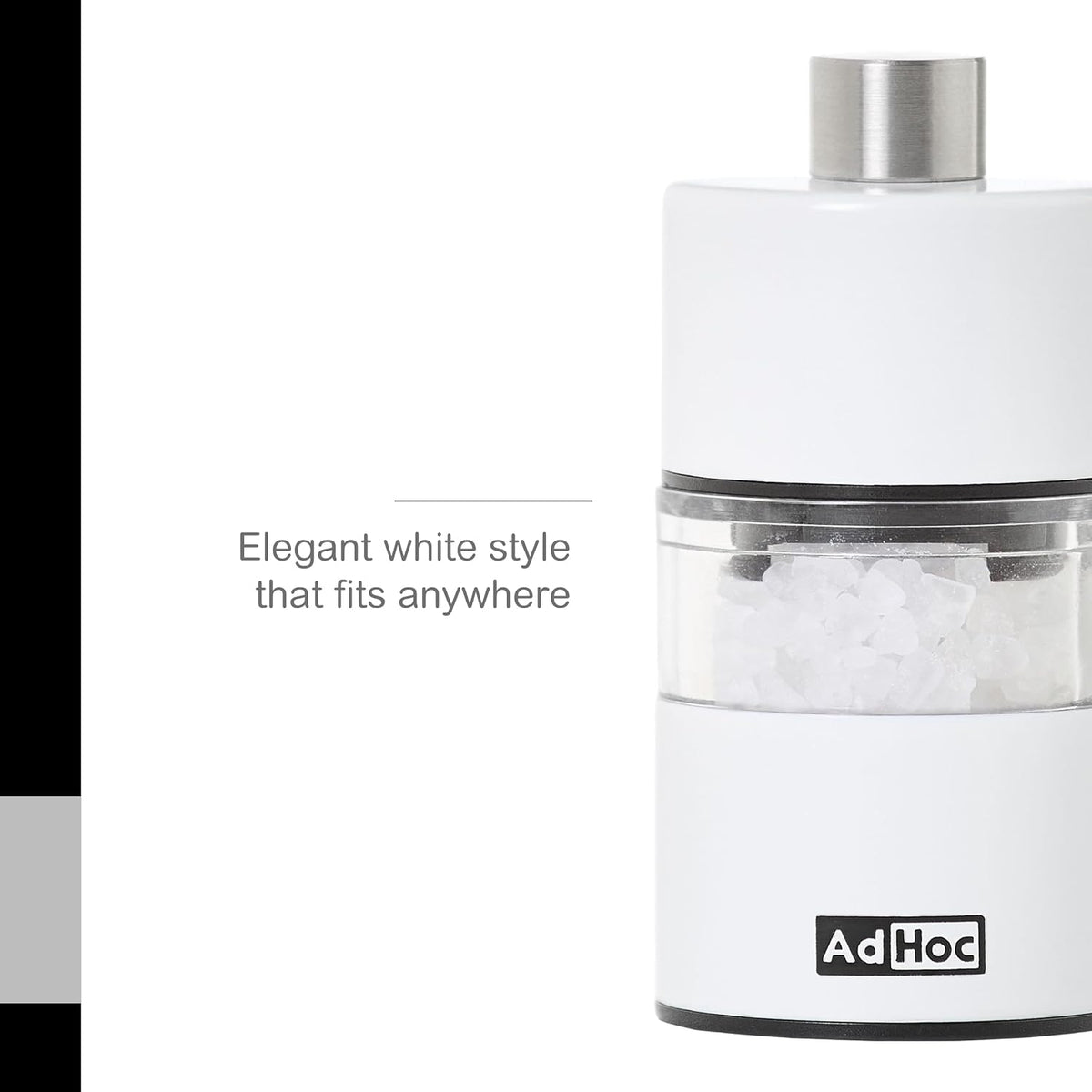 AdHoc Classic MiniMill Pepper / Salt Mill – White – 2.4" / 6.2 cm
