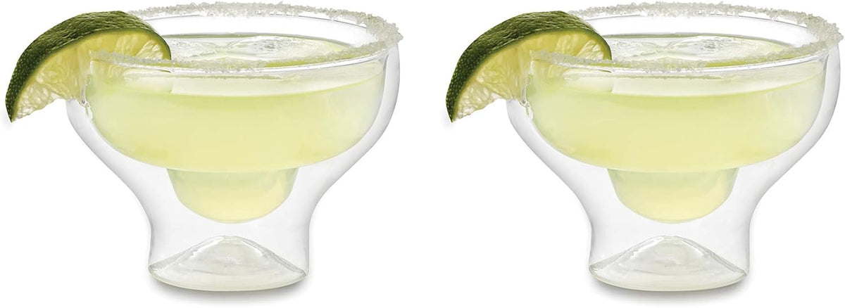 Outset Double Wall Margarita Glasses Set of 2 – Borosilicate Glass
