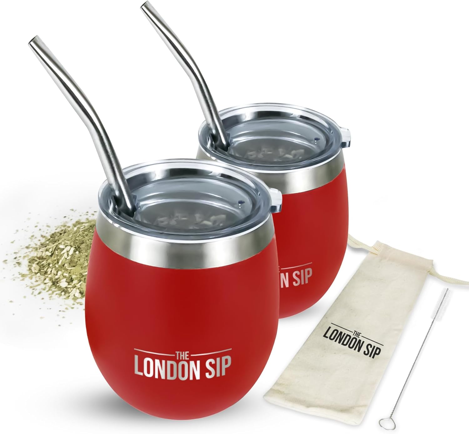 London Sip Yerba Mate Cup 2-Pack Set – Red – 8 oz