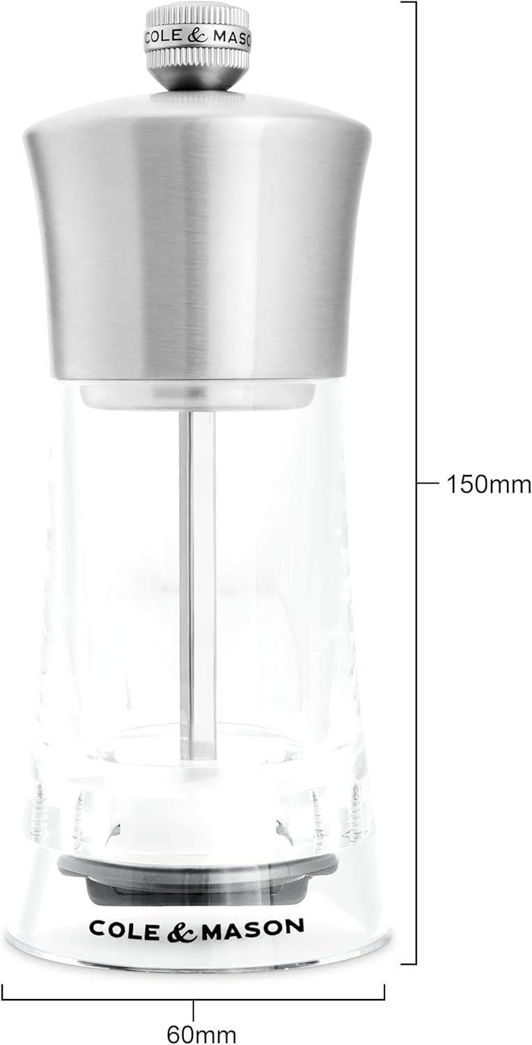 Cole & Mason Bromley Salt Mill – Acrylic & Stainless Steel – 6" / 15 cm