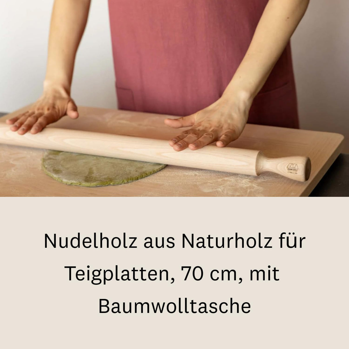 Marcato Premium Classic Wooden Rolling Pin – 70 cm / 27.56"