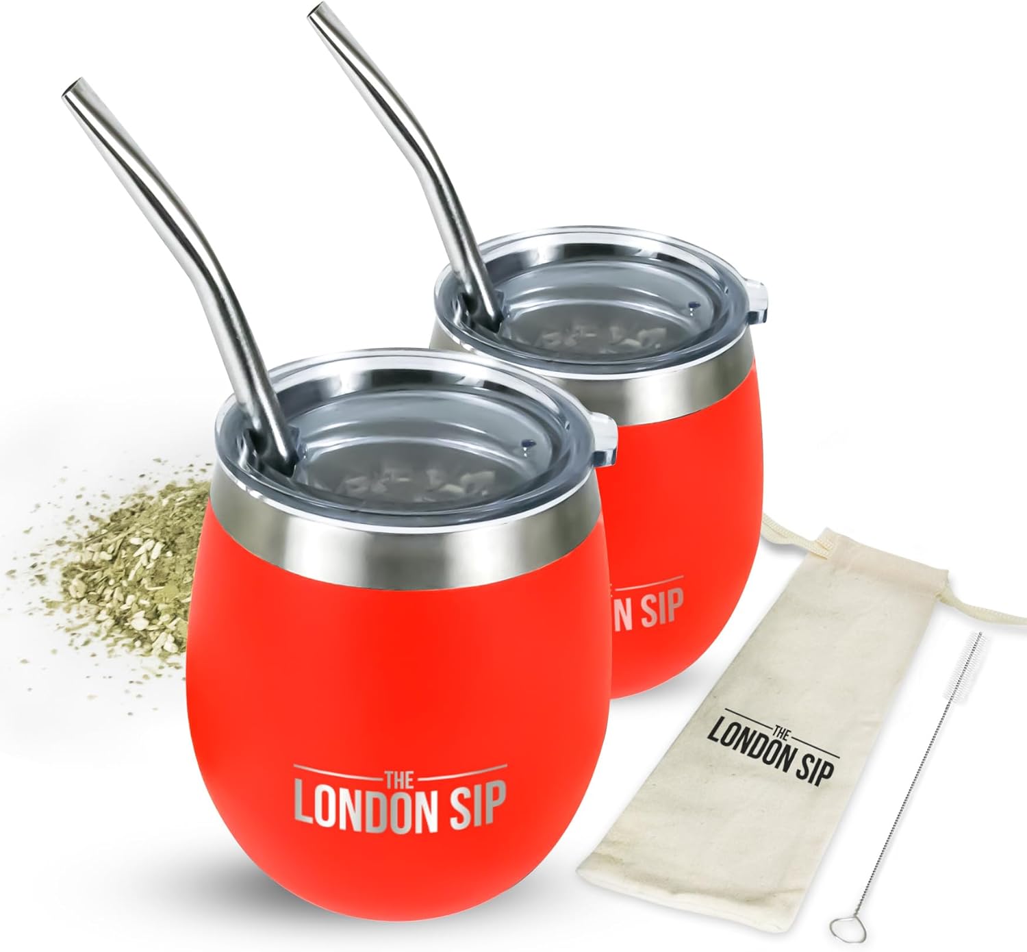 London Sip Yerba Mate Cup 2-Pack Set – Orange – 8 oz