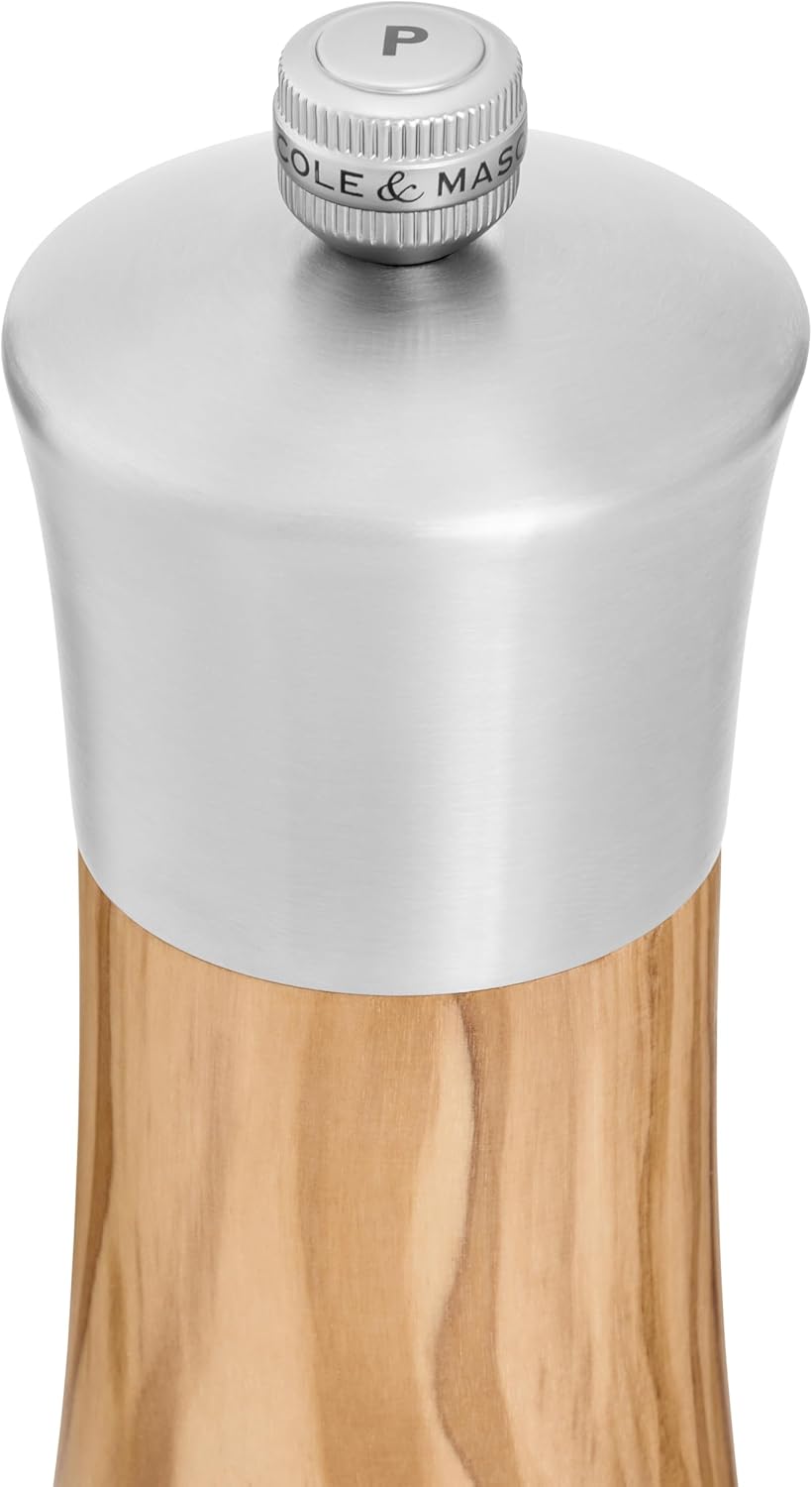 Cole & Mason Bromley Pepper Mill – Olive Wood & Stainless Steel – 6" / 15 cm