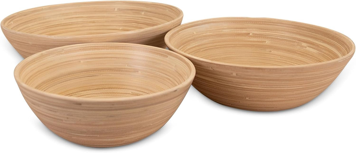 Joyce Chen Lexa Bamboo Bowl Set – Natural – 8, 10 &amp; 12 Inch – Set of 3