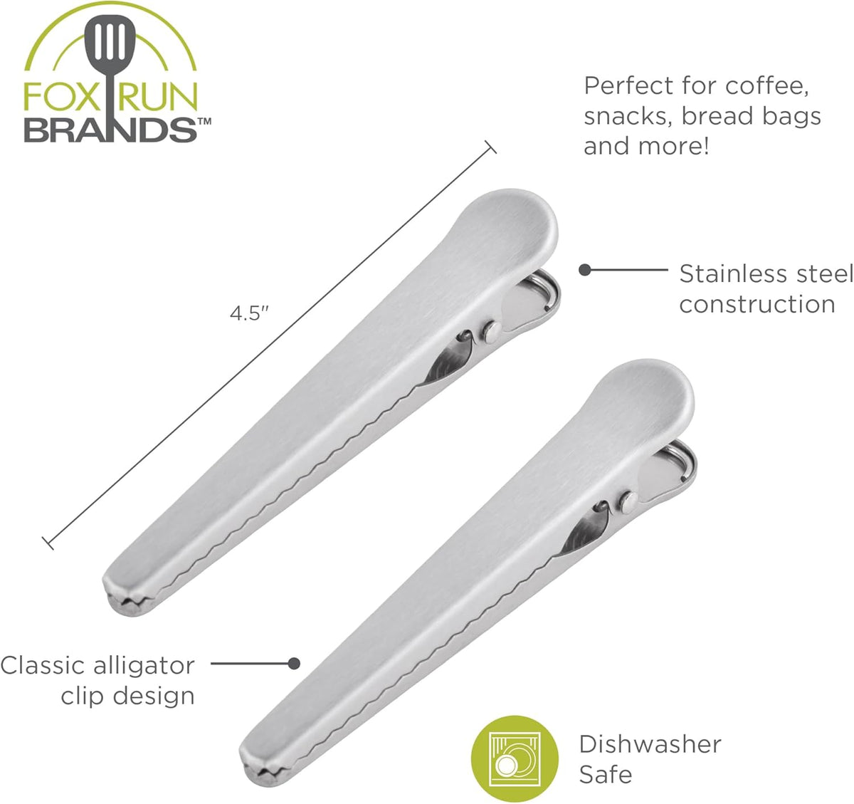 Fox Run Stainless Steel Bag Clips Set