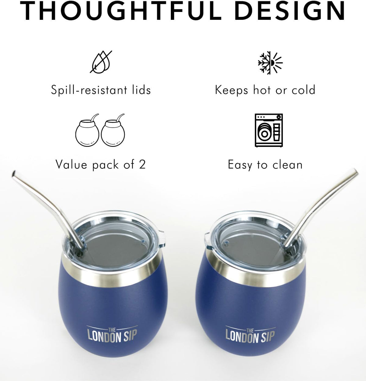 London Sip Yerba Mate Cup 2-Pack Set – Blue – 8 oz