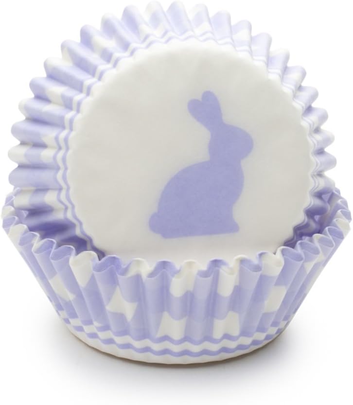Fox Run Purple Gingham Bunny Baking Cup Set of 50