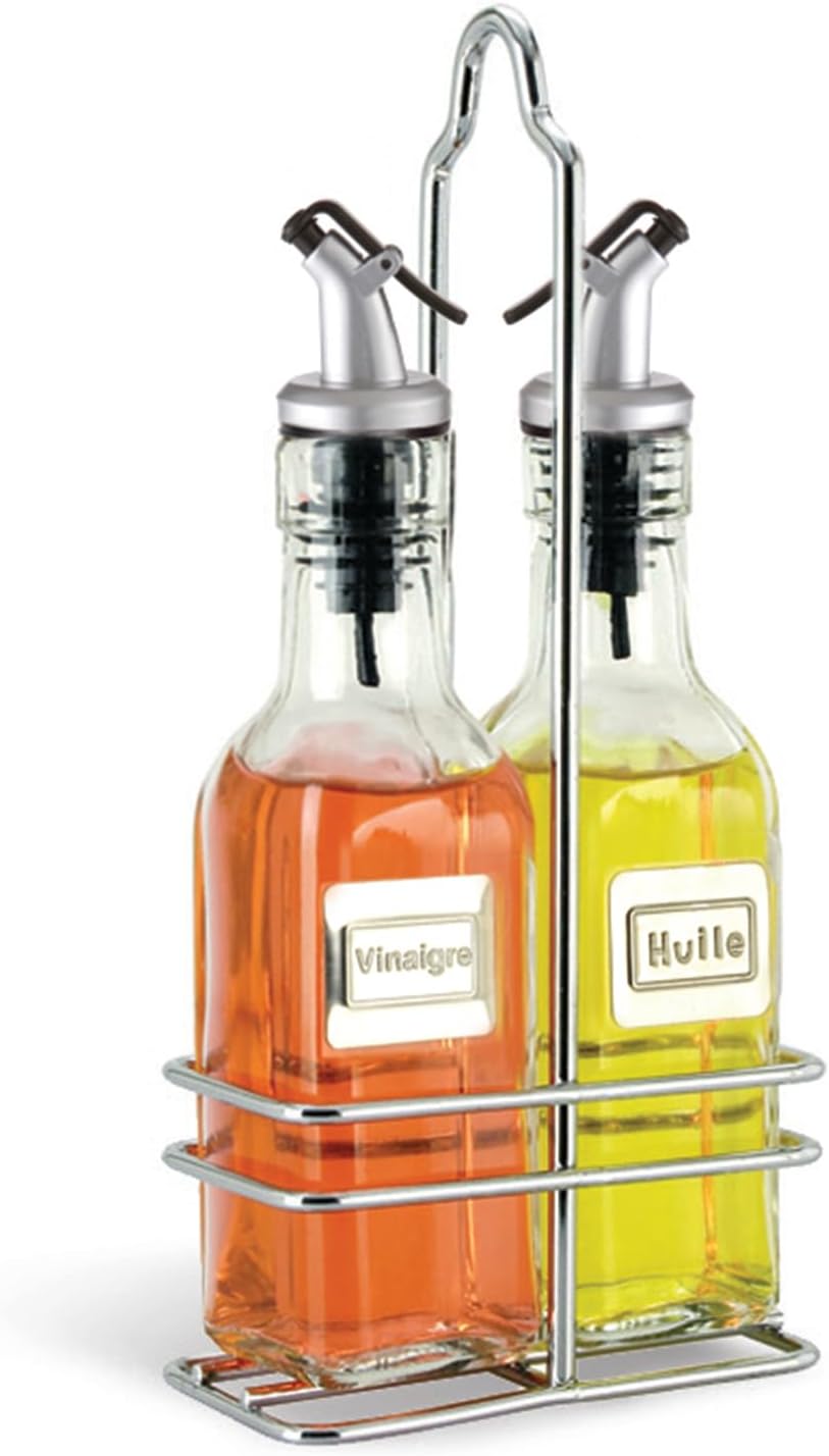 Cuisinox Oil &amp; Vinegar Set with Caddy – 175ml each Bottle (French Labels) by Kitchen Niche