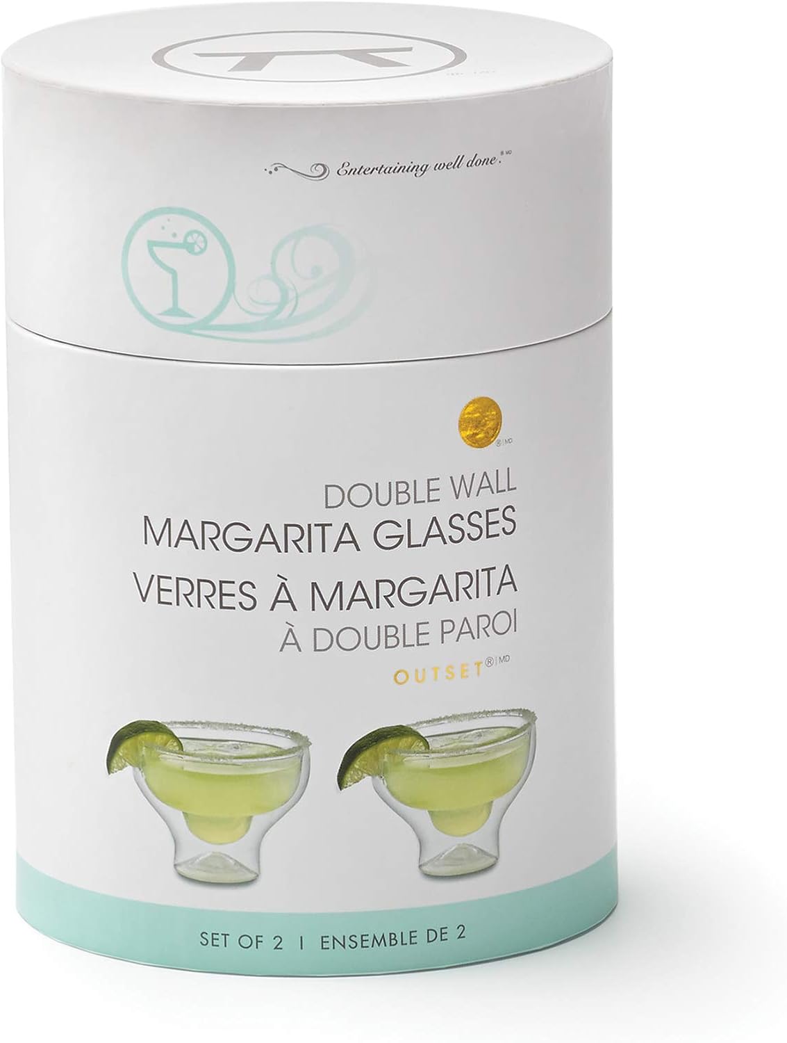 Outset Double Wall Margarita Glasses Set of 2 – Borosilicate Glass