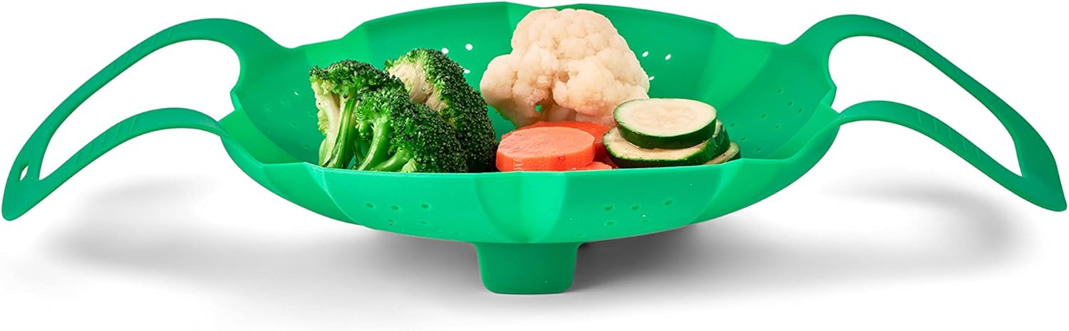 Cuisipro Silicone Vegetable Steamer – 16" x 9" x 3" / 41.7 x 23 x 7.5 cm – Green Cuisipro by Kitchen Niche
