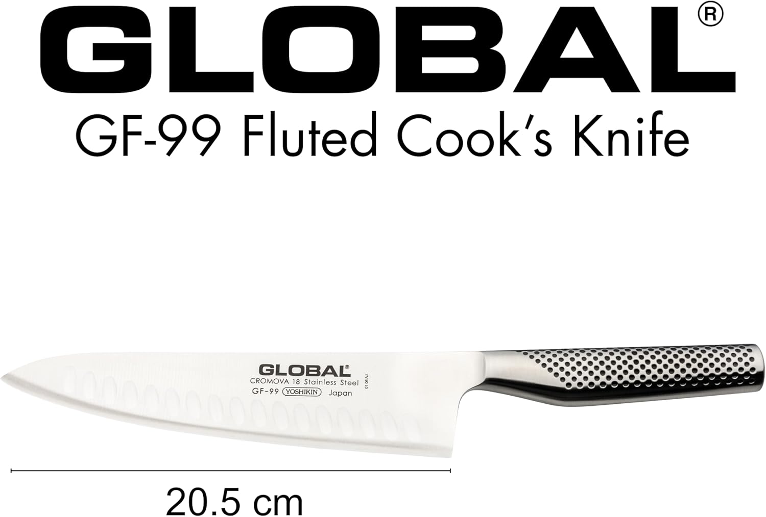 Global Chef’s Knife – Fluted – 20.5 cm / 8.1"