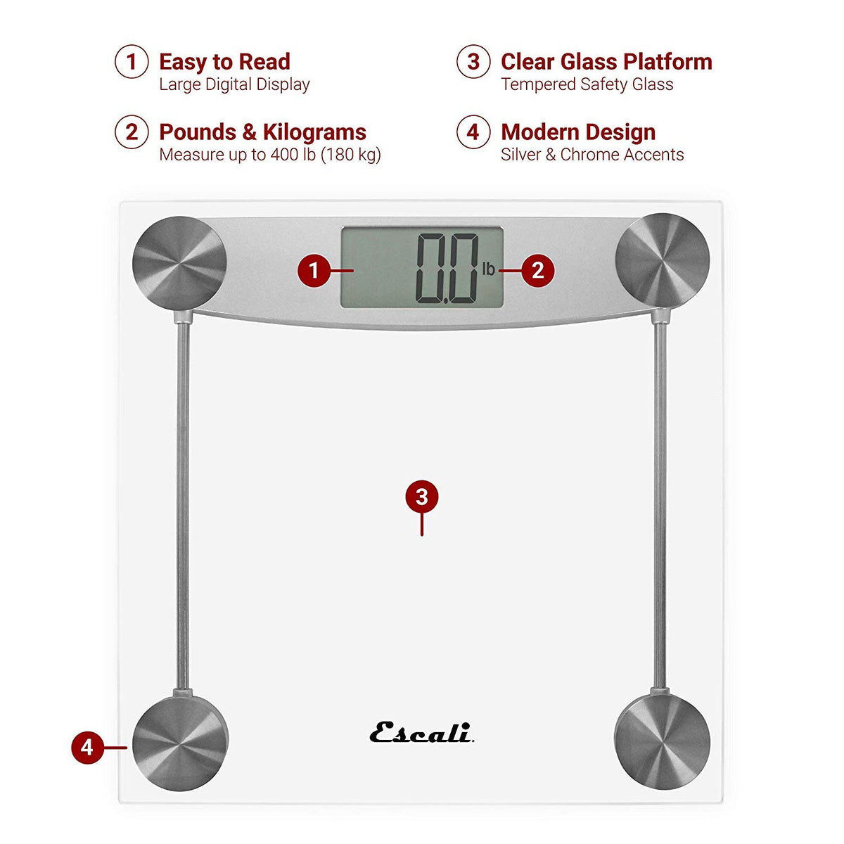 Escali Clear Glass Bathroom Scale
