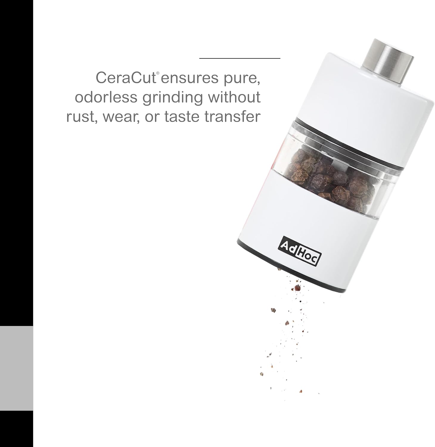 AdHoc Classic MiniMill Pepper / Salt Mill – White – 2.4" / 6.2 cm