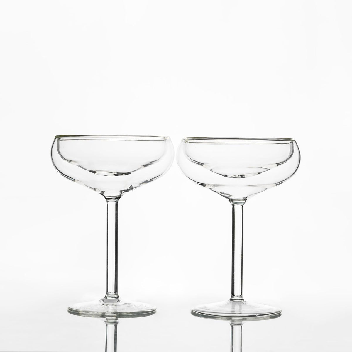 Outset Hand-Blown Double Wall Coupe Champagne Glasses Set of 2