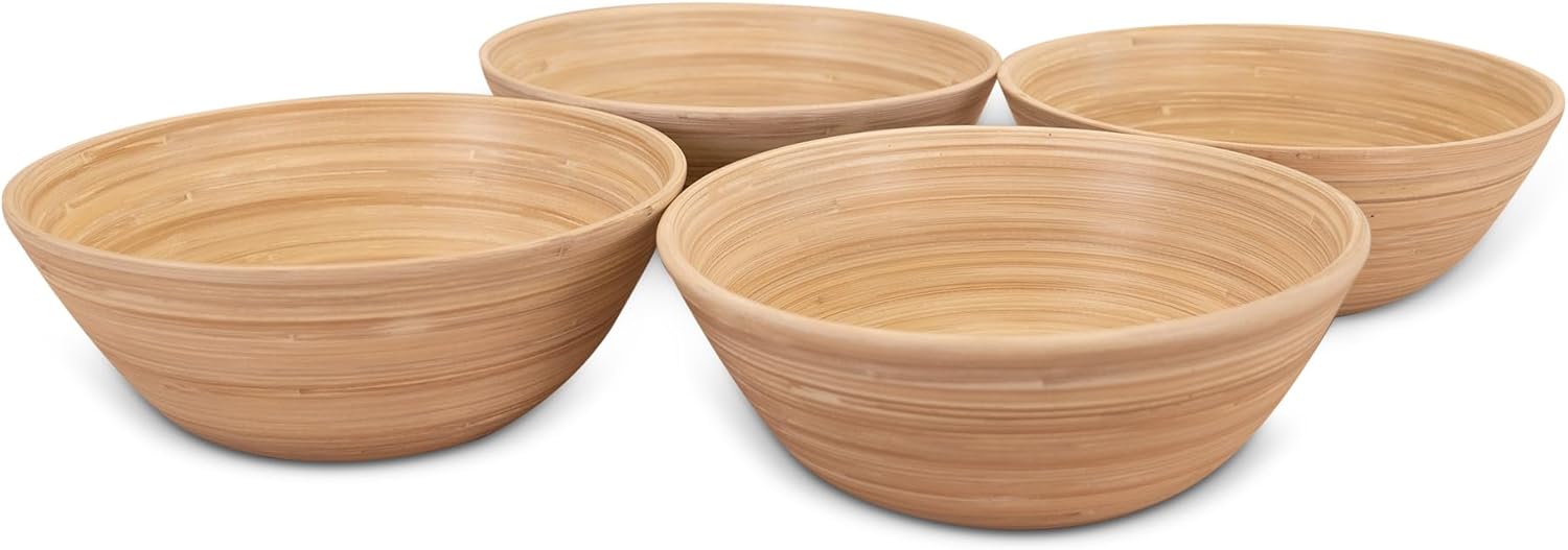 Joyce Chen Lexa Bamboo Salad Bowl Set – Natural – 8 Inch – Set of 4
