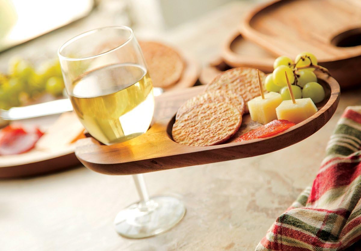 Ironwood Petaluma Acacia Wood Cheese and Cocktail Plates Set of 4