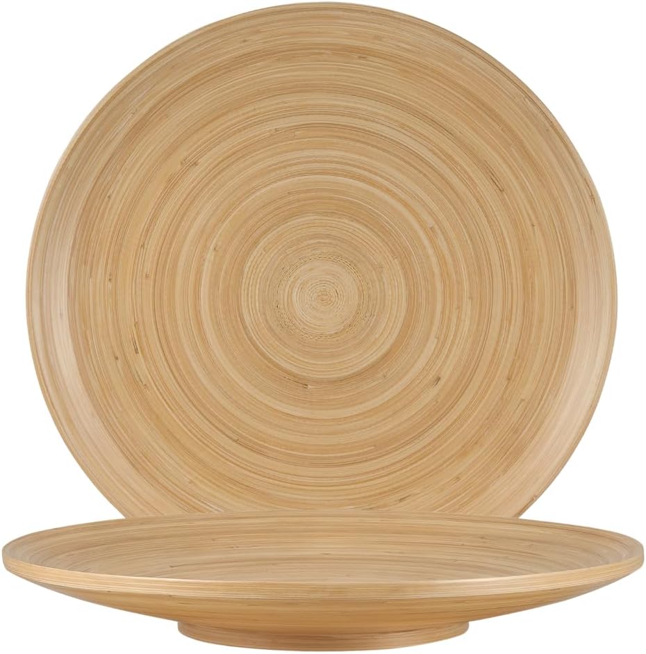 Joyce Chen Lexa Bamboo Footed Plate – Natural – 12 Inch