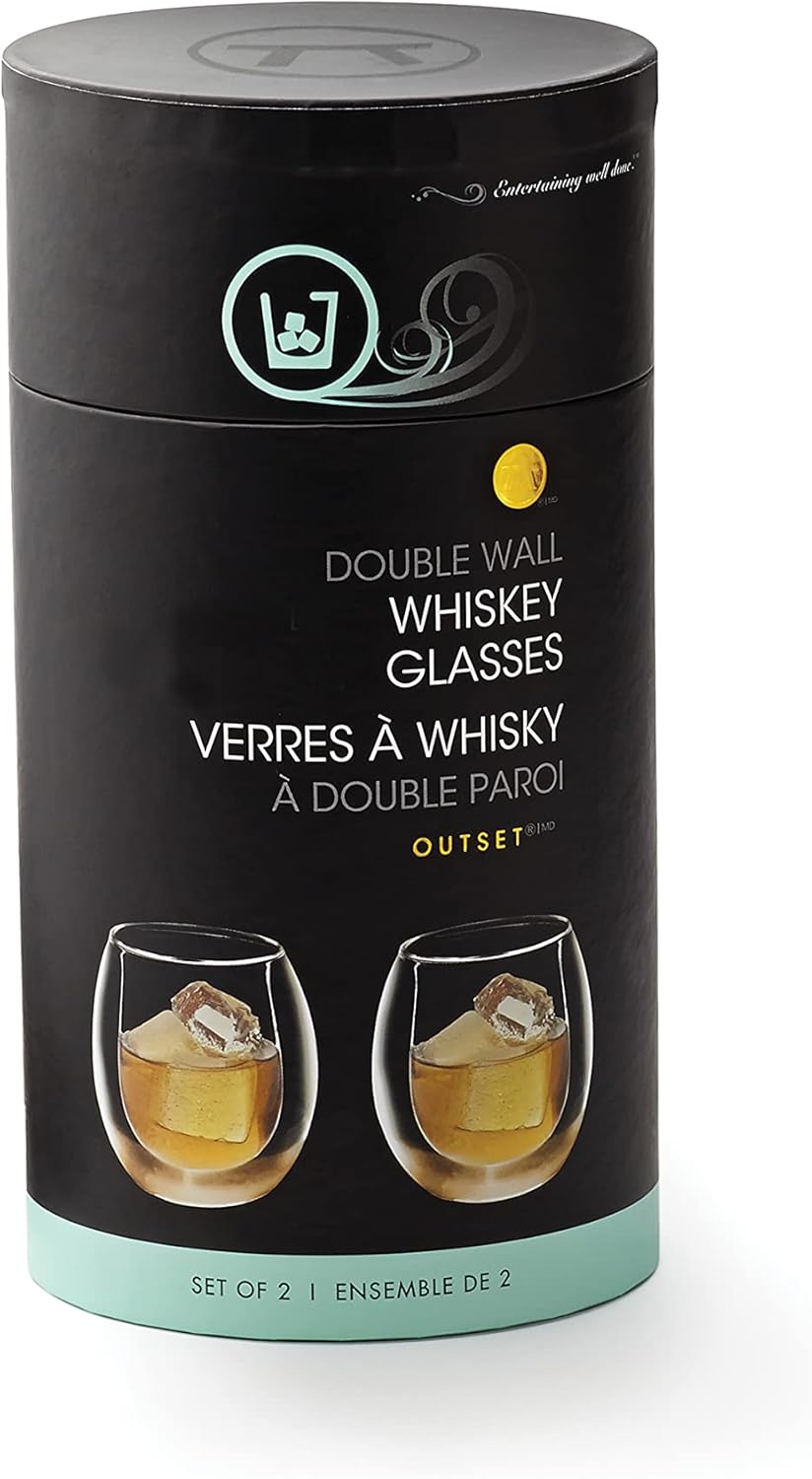 Outset Double Wall Whiskey Glasses Set of 2 – Borosilicate Glass
