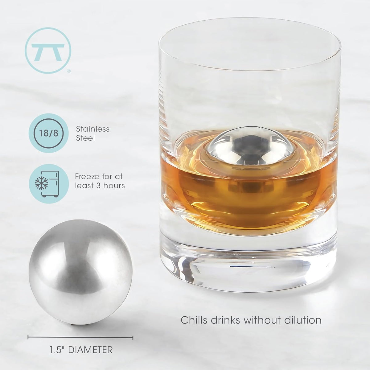 Outset Stainless Steel Ice Spheres Set of 2