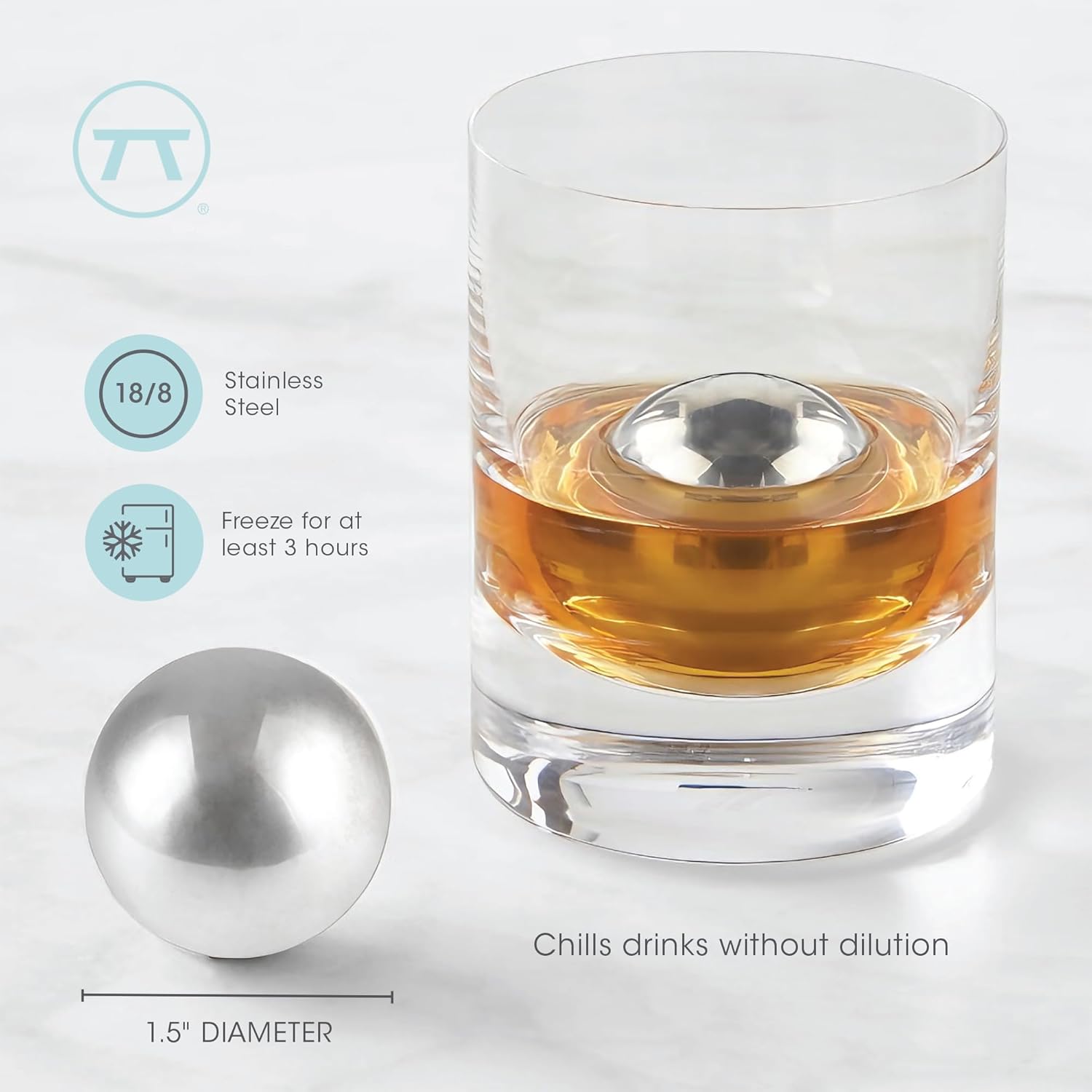 Outset Stainless Steel Ice Spheres Set of 2