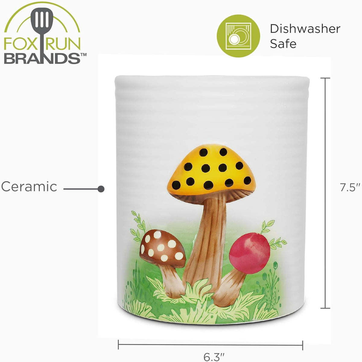 Fox Run Ceramic Mushroom Utensil Crock