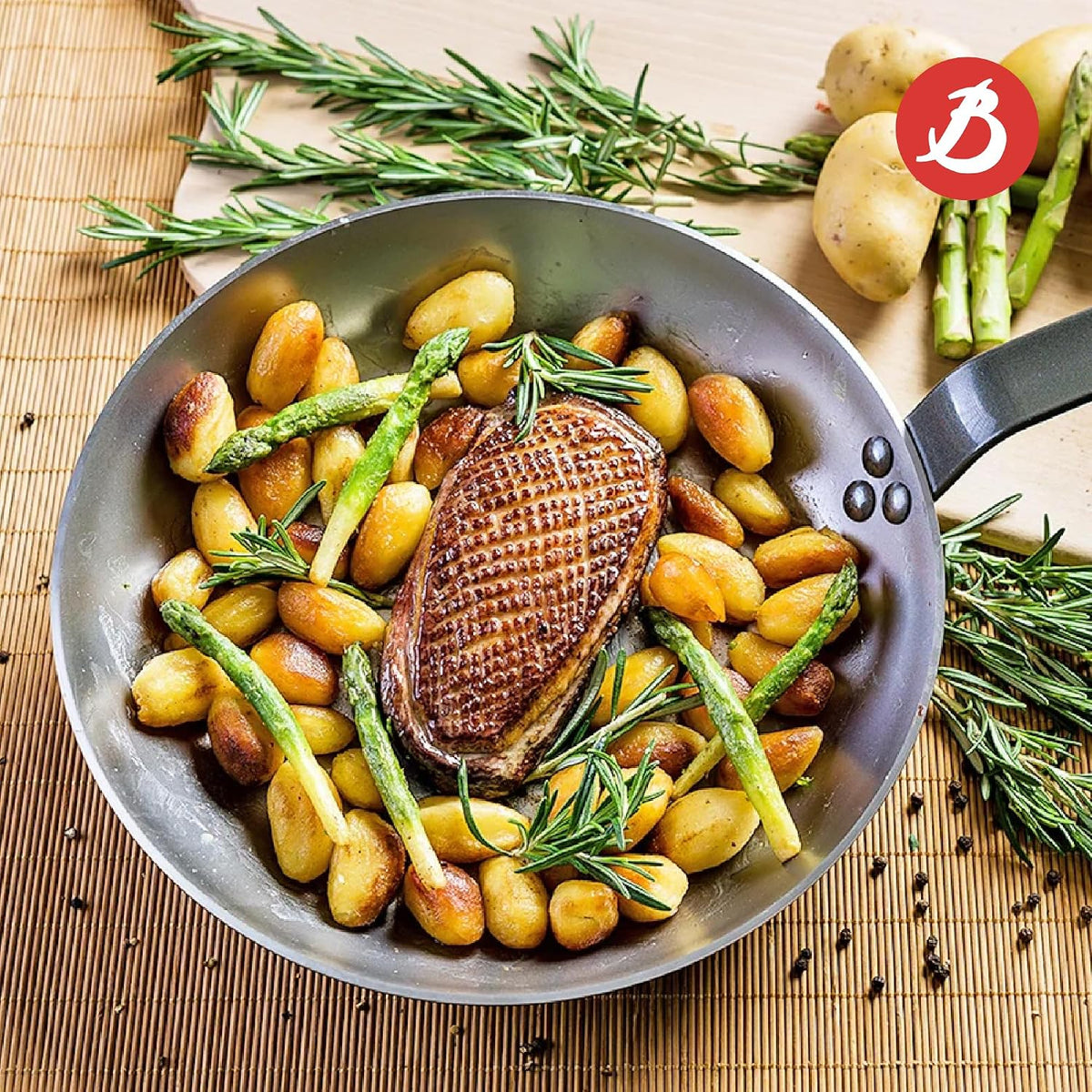 De Buyer Mineral B Element Round Grill Pan – 26 cm