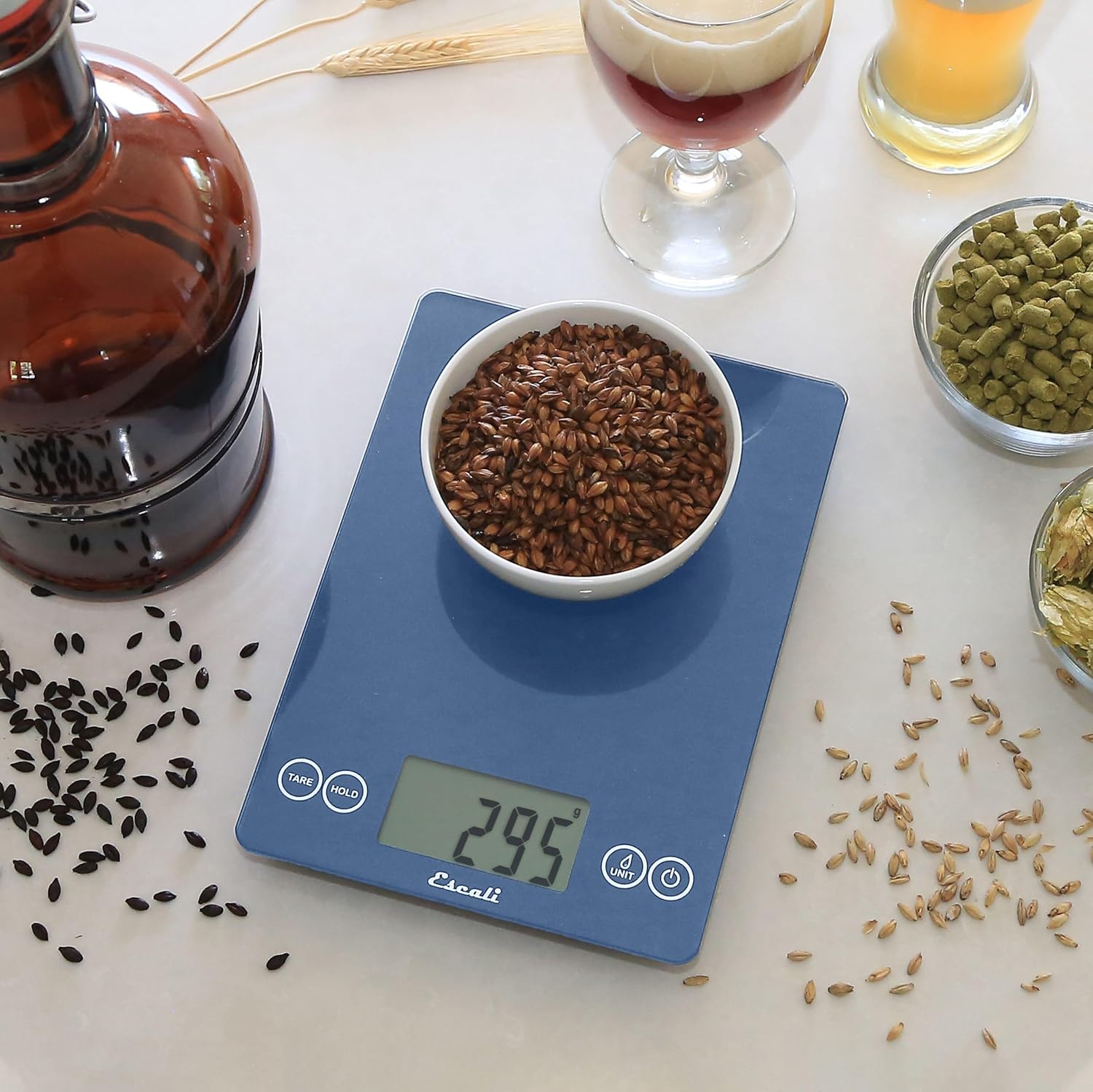 Escali Arti Digital Glass Kitchen Scale Blue Mirage