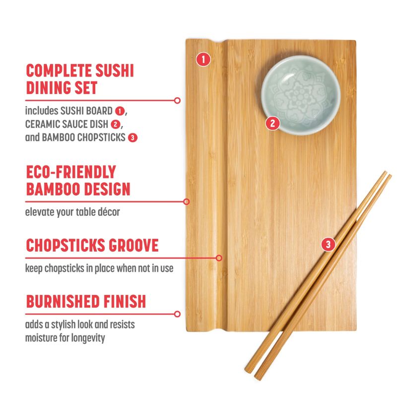 Joyce Chen Burnished Bamboo Sushi Board Set Joyce Chen by Kitchen Niche