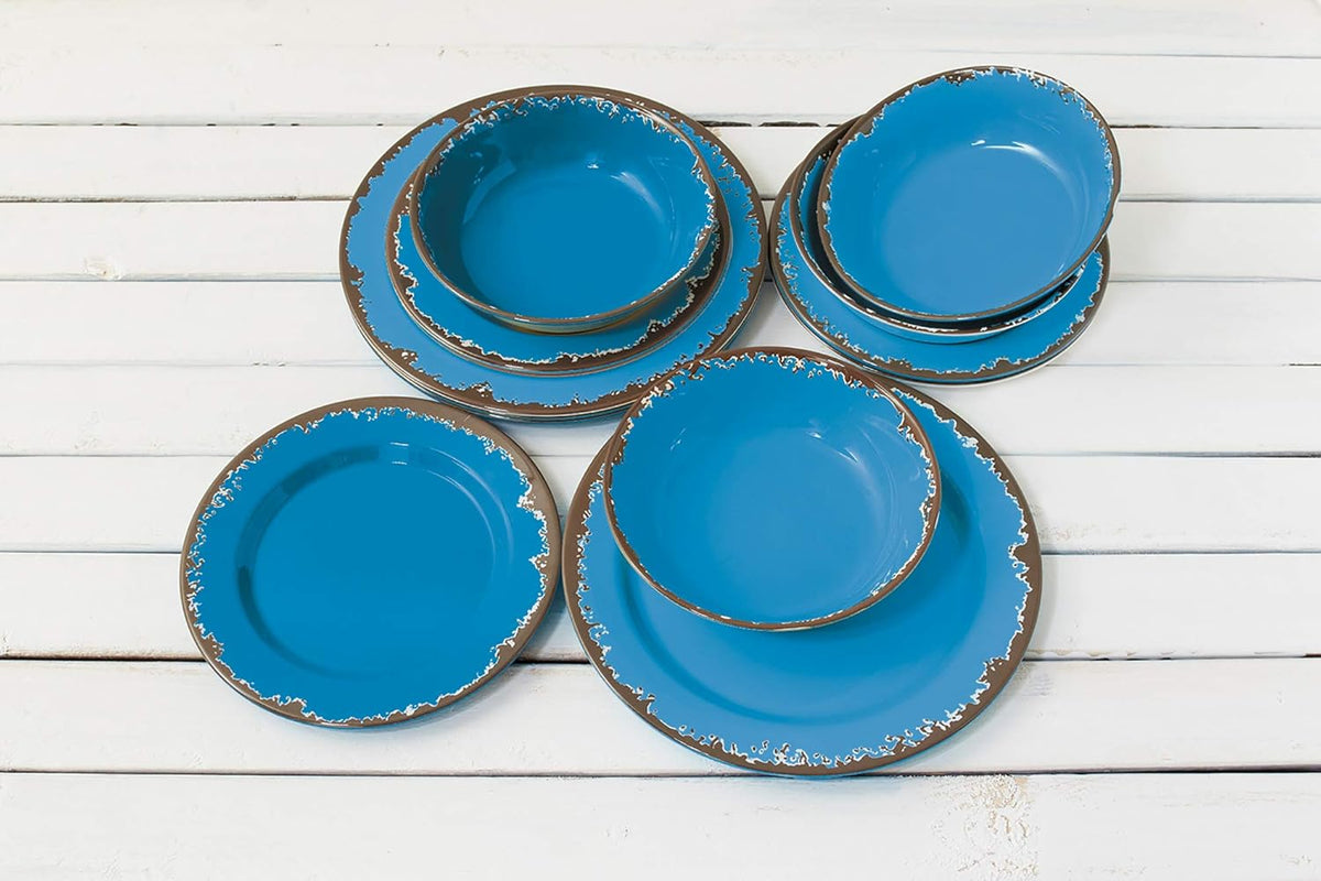 Fox Run Blue Melamine Dinnerware Set, 12 Piece