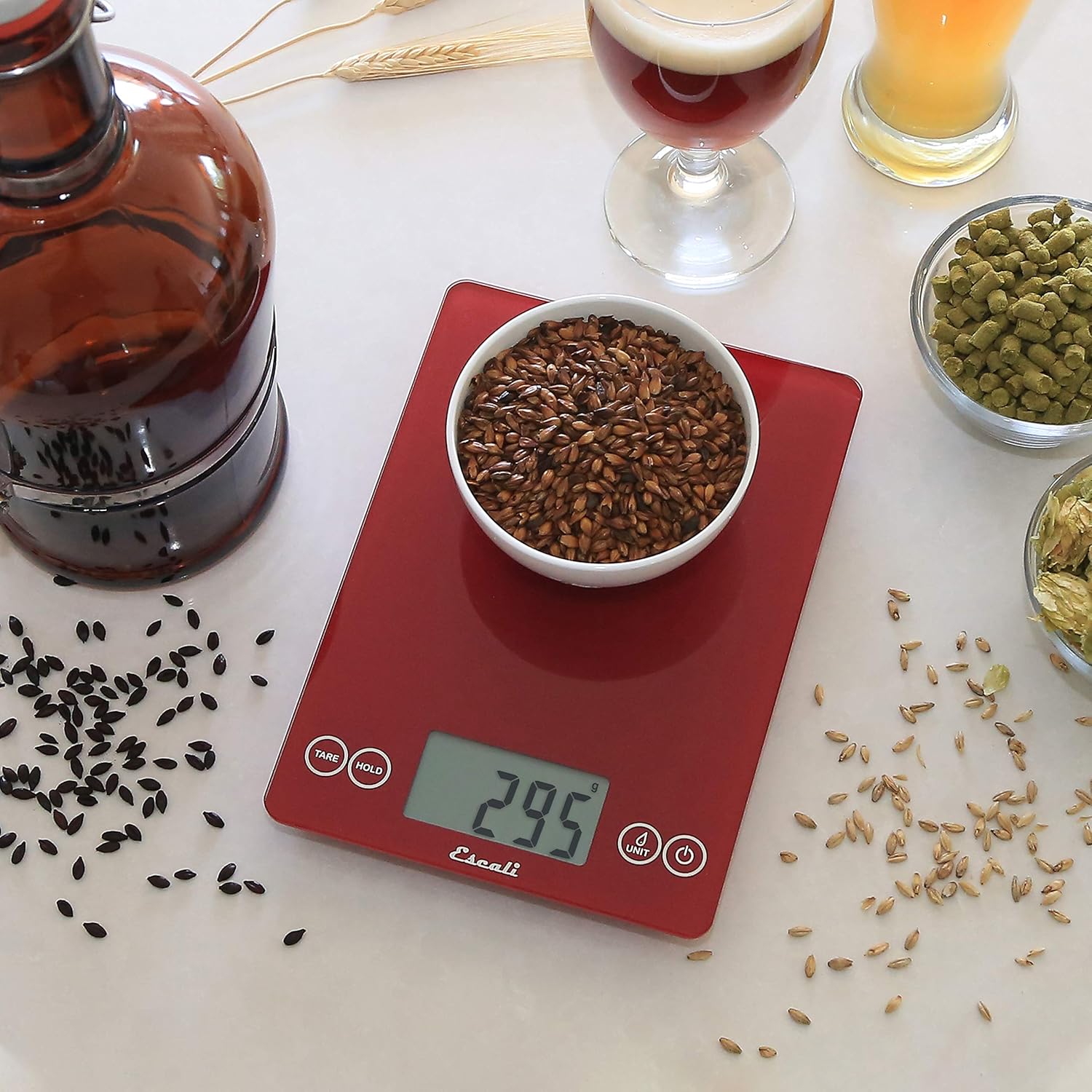 Escali Arti Digital Glass Kitchen Scale Rio Red Rock