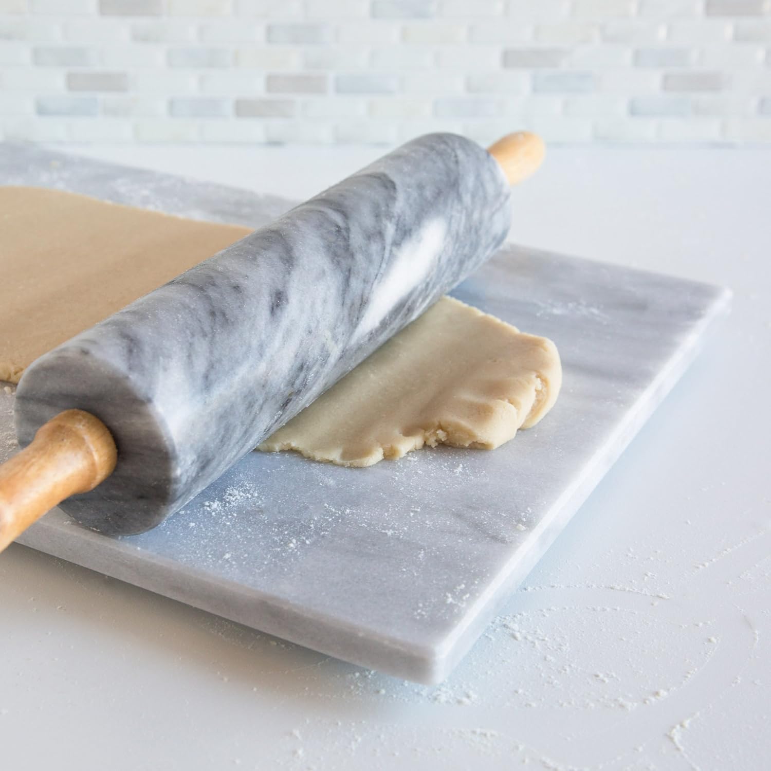 Fox Run White Marble Rolling Pin 10"