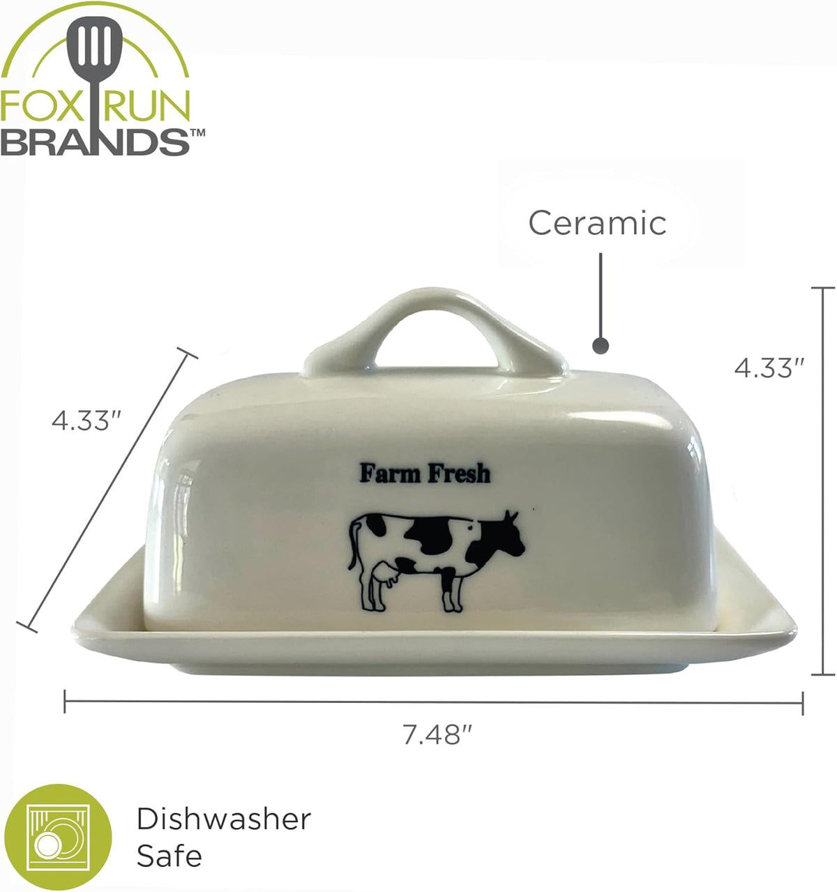 Fox Run Ceramic Butter Dish Cow