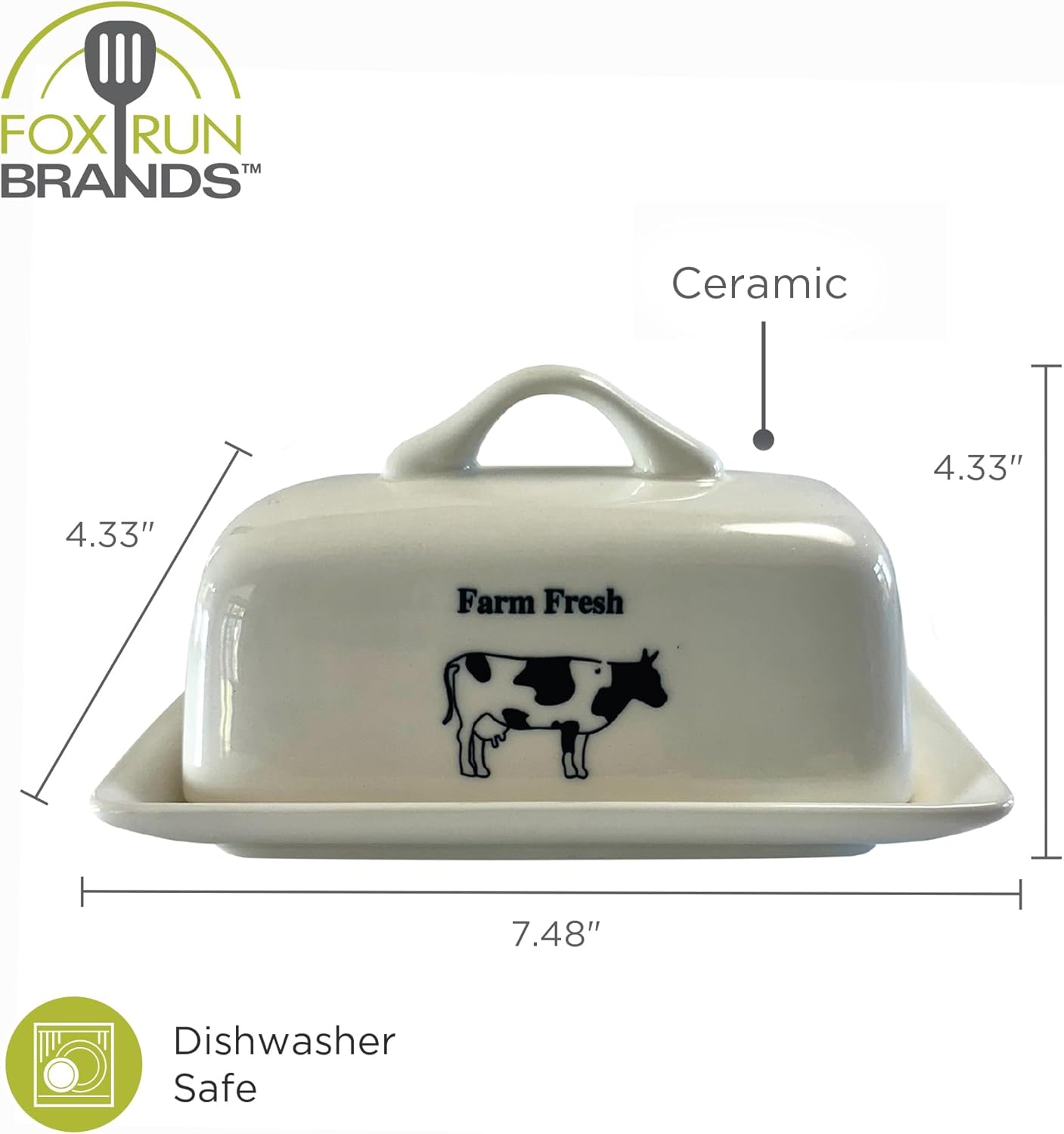 Fox Run Ceramic Butter Dish Cow