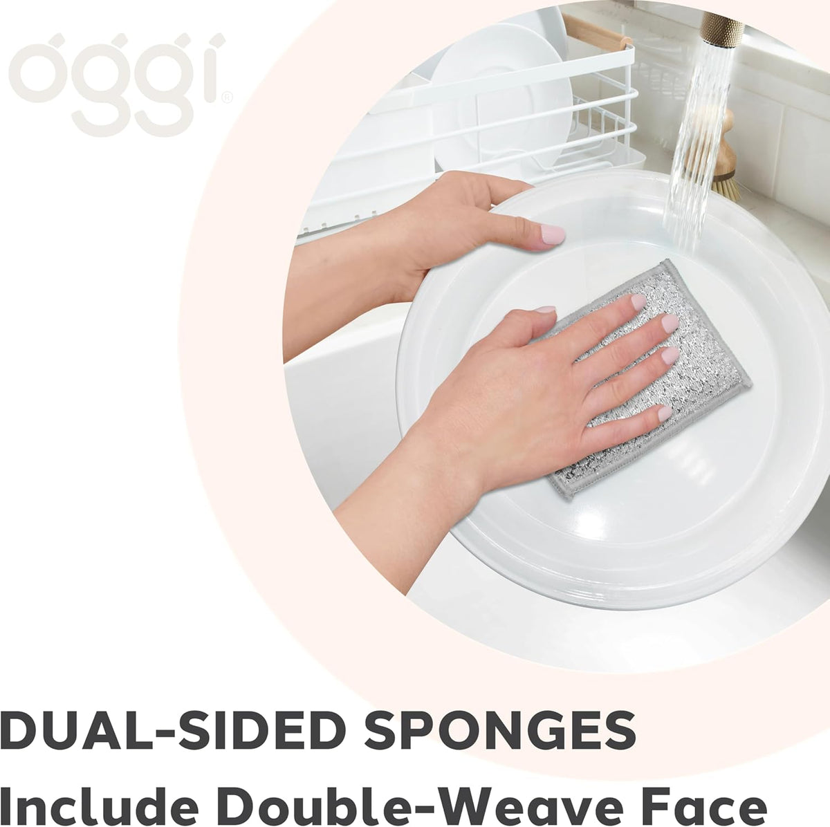 Oggi Set of 3 Grey Bamboo Scrubbing Sponges