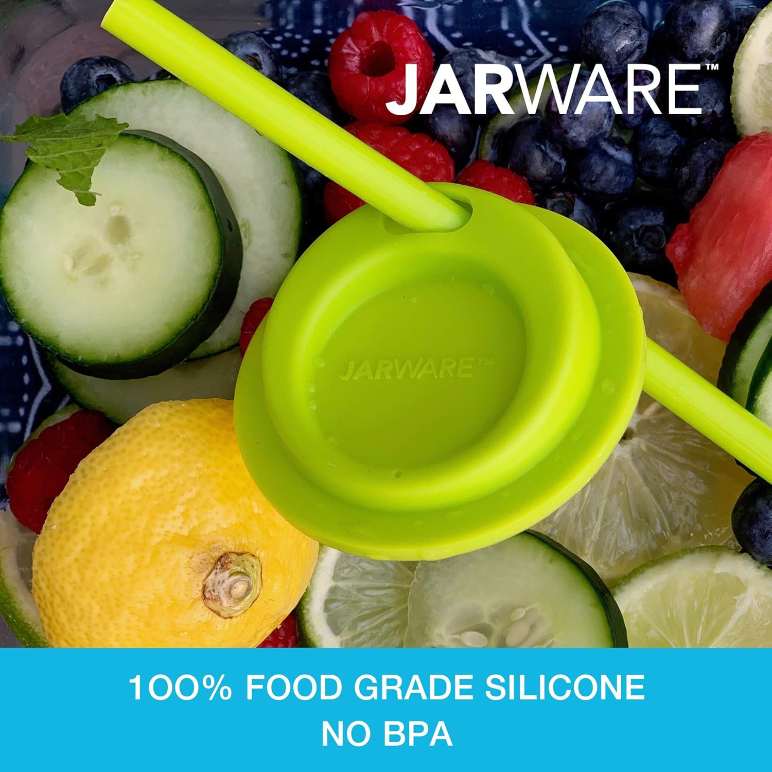 Jarware Silicone Drink Lids Set of 4 Blue