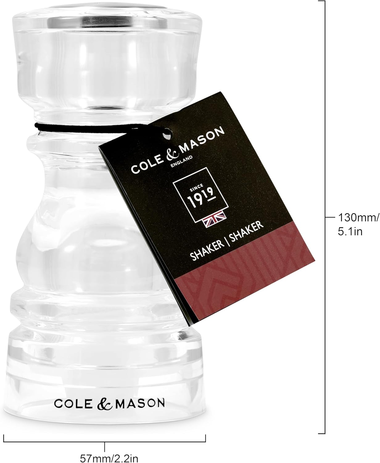 Cole & Mason London Pepper or Salt Shaker – Acrylic – 5" / 13 cm