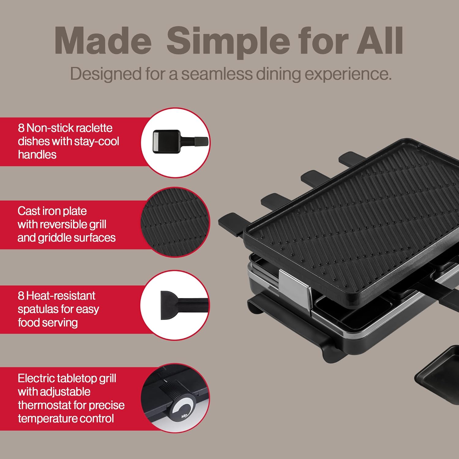 Swissmar Classic 8-Person Raclette Grill – Cast Iron Plate – Black