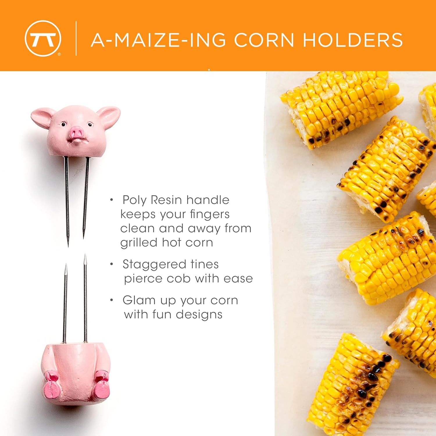 Outset Piglet Corn Holder Set of 8