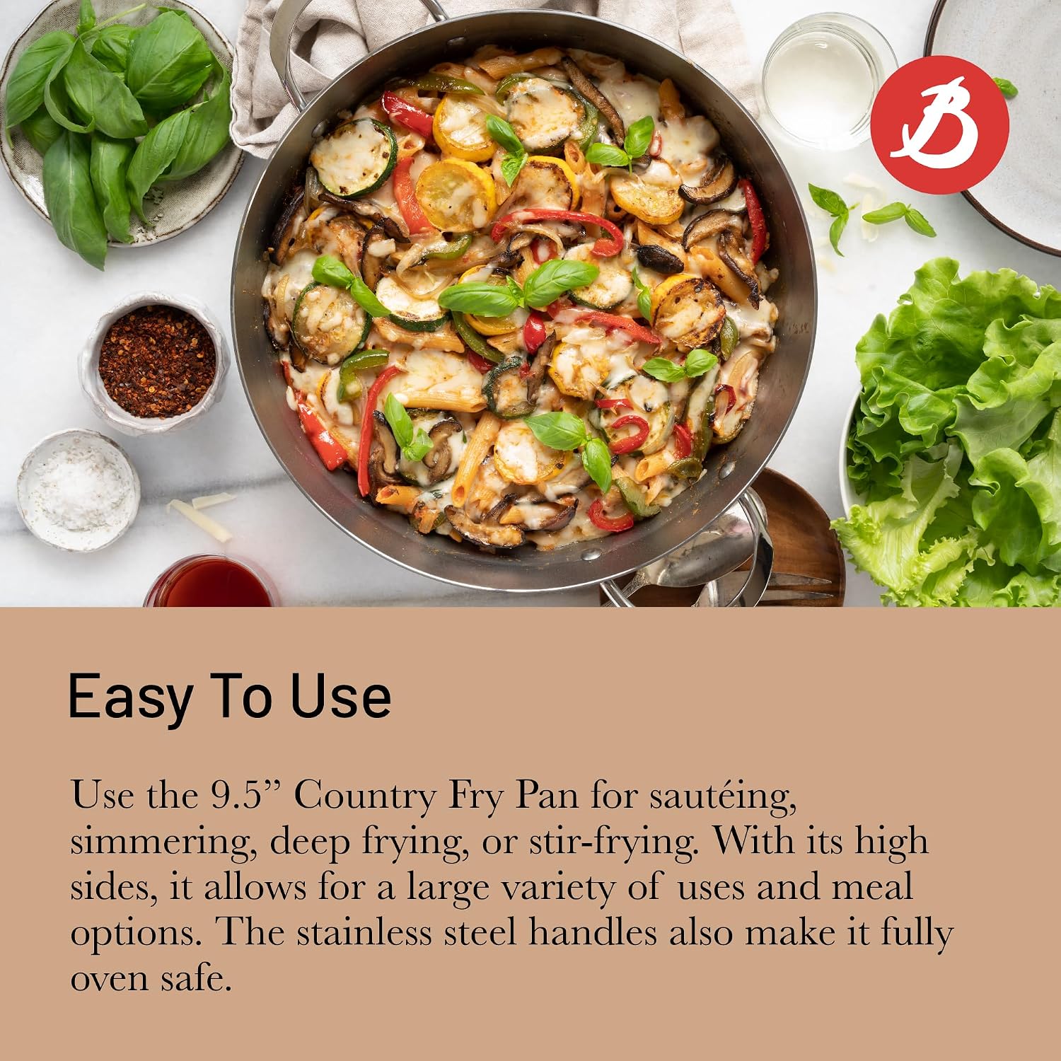 De Buyer Mineral B Carbon Steel Country Frypan with 2 Handles – 24 cm