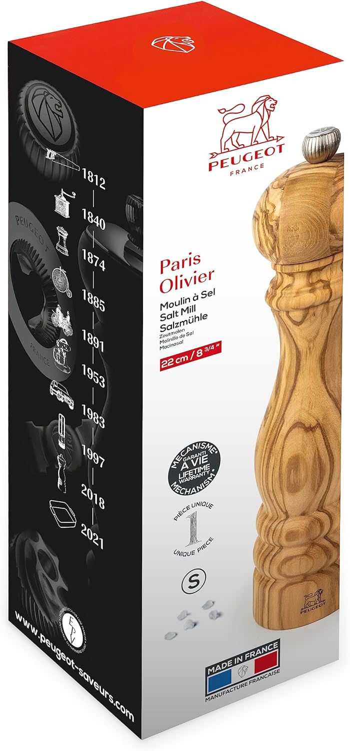 Peugeot Paris Olive Wood Salt Mill – 22 cm