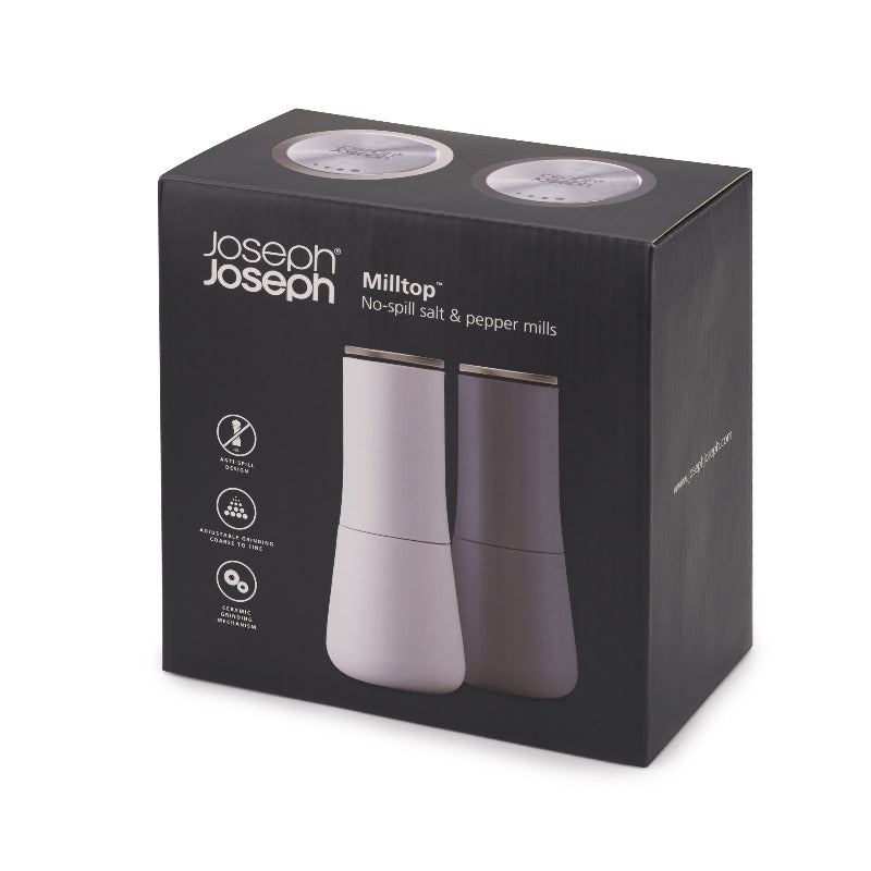 Joseph Joseph Milltop No-Spill Grey Salt & Pepper Mill Set