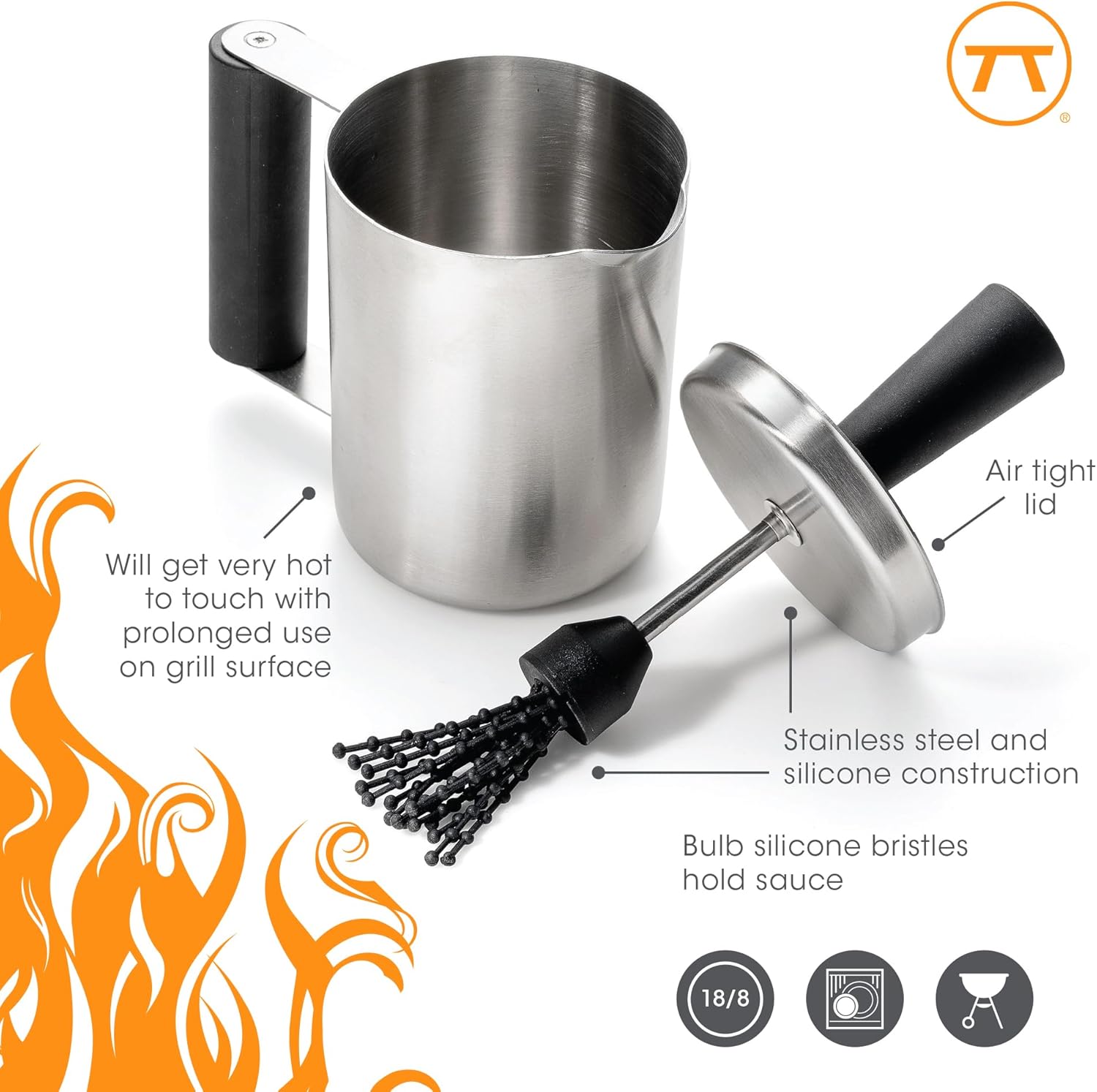 Outset Stainless Steel Grill Basting Cup & Sauce Brush