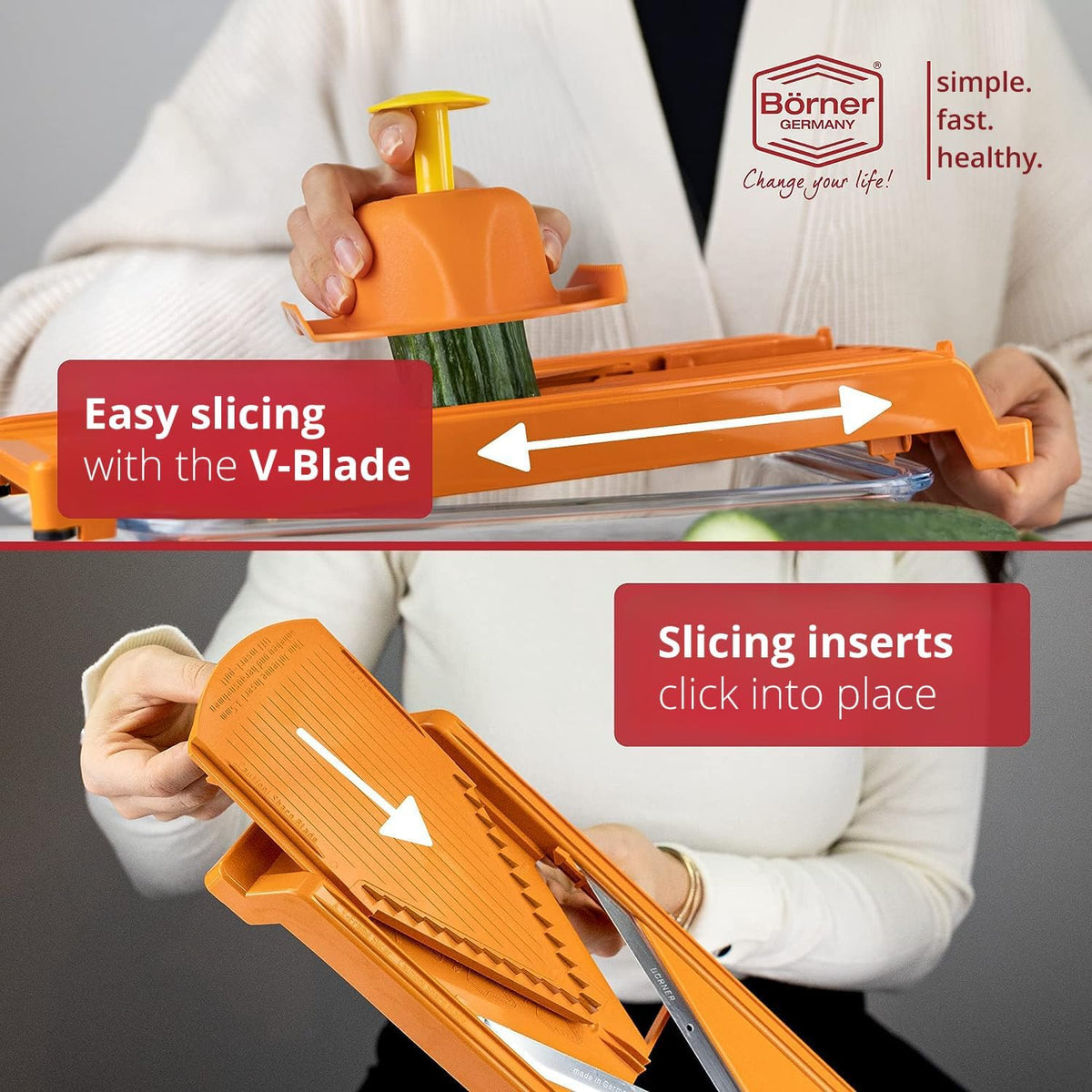 Swissmar Borner V-Slicer Plus Mandoline Slicer – Orange