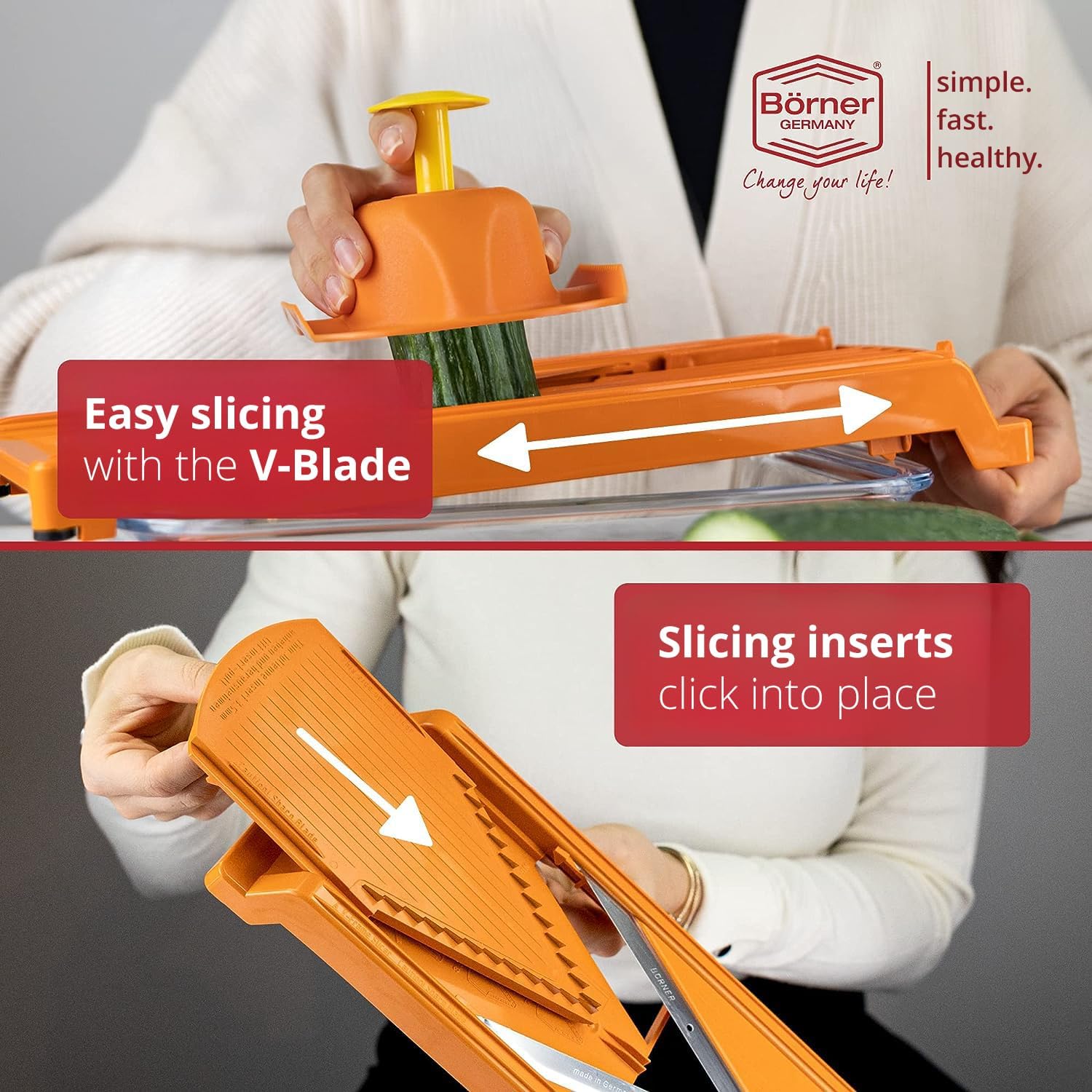 Swissmar Borner V-Slicer Plus Mandoline Slicer – Orange