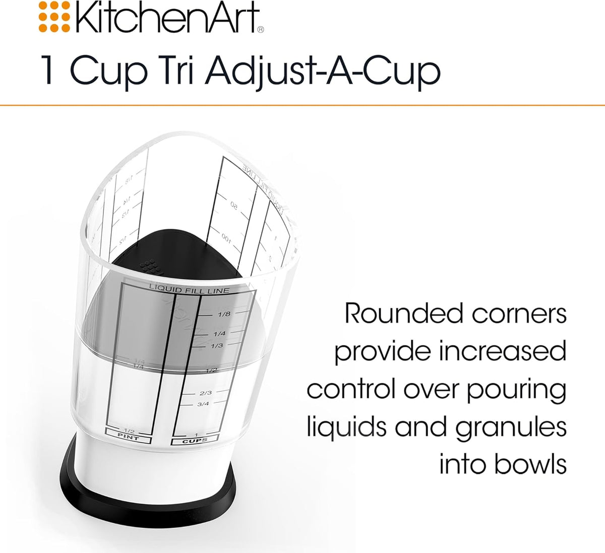 KitchenArt 1 Cup Tri Adjust-A-Cup Measuring Cup